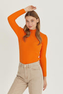 Mock Neck Sweater - Orange