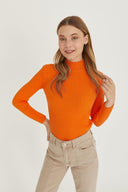 Mock Neck Sweater - Orange