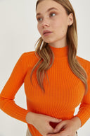 Mock Neck Sweater - Orange