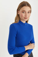 Mock Neck Sweater - royal blue