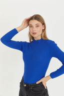 Mock Neck Sweater - royal blue