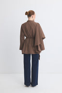 Yellow Ruffled Crossover Dacron Shirt