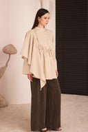 Yellow Ruffled Crossover Dacron Shirt