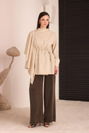 Yellow Ruffled Crossover Dacron Shirt