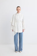 Yellow Ruffled Crossover Dacron Shirt