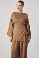 Two-Piece Set with Slit Detail Trousers