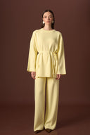 Slit Basic Knitted Striped Set