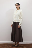 Soft-Textured Gold Button Cardigan