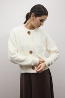 Soft-Textured Gold Button Cardigan