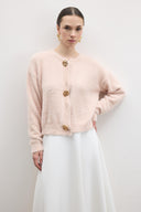 Soft-Textured Gold Button Cardigan