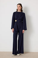 Yuna Linen Set with Side Brooch