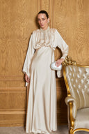 Zoey Ruched Shoulder Padded Satin Dress