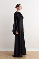 Zoey Ruched Shoulder Padded Satin Dress