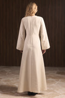 Zoye Cupra Dress with Brooch Detail on the Front