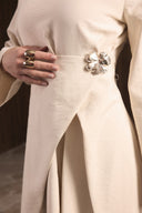 Zoye Cupra Dress with Brooch Detail on the Front