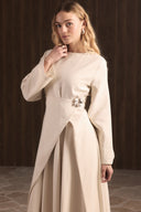 Zoye Cupra Dress with Brooch Detail on the Front